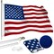 G128 - 5 Feet Tangle Free Spinning Flagpole (Silver) USA Brass Grommets Spun Polyester 2x3 ft (Flag Included) Aluminum Flag Pole